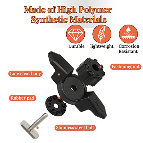 Line Cleat For Kayak Track Mount, Kayak Anchor Cleat & Track Mount Line Cleat, Line Cleat For Rail Mount Kayak Accessories, 1 Pack, Black #TOP3