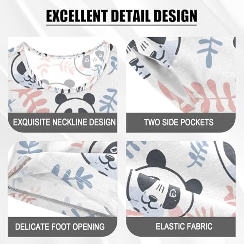 ALAZA Panda Color Leaf Pajamas Set Short Sleeve Cotton Sleepwear Summer Pjs 2 Piece 5-14Y4