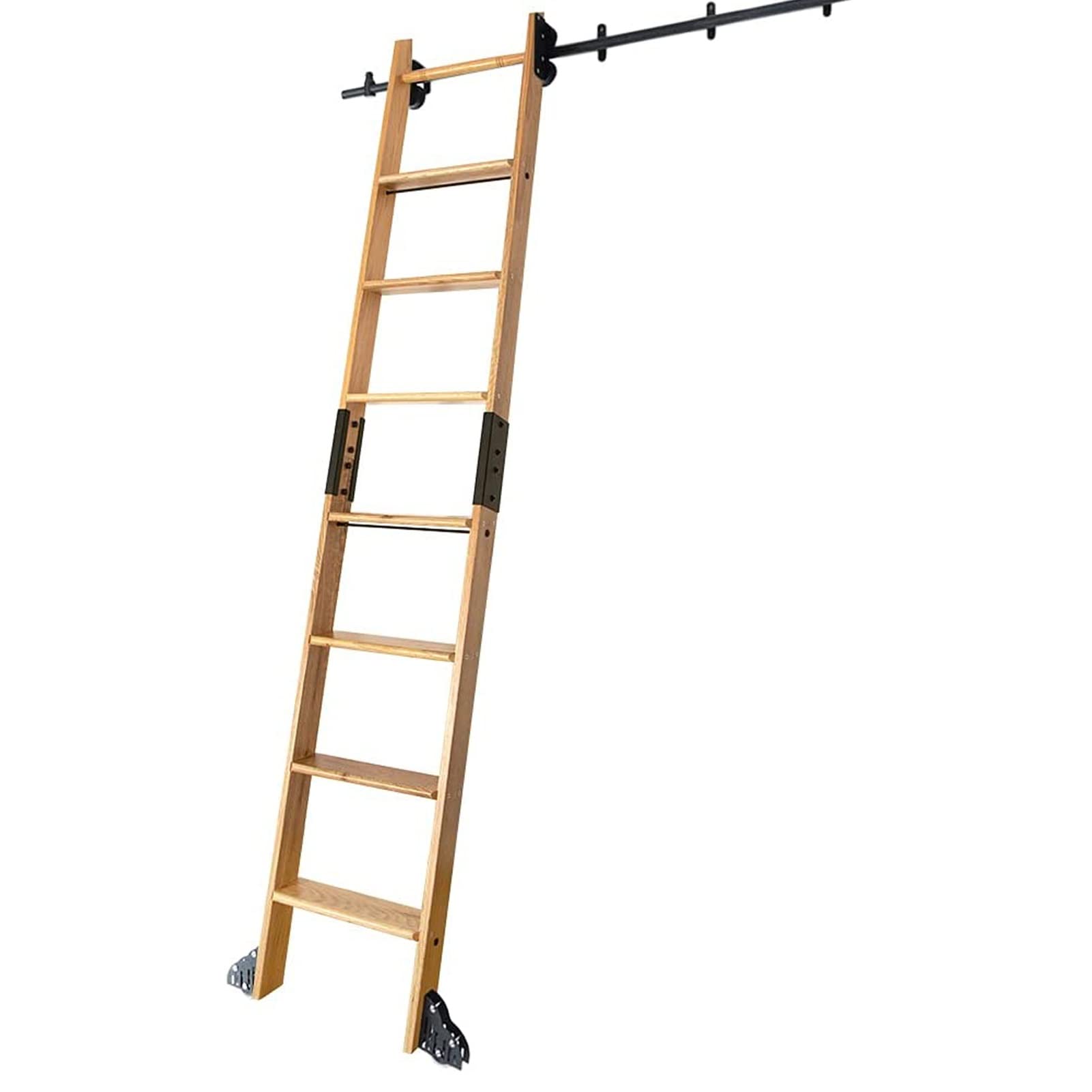 Kit de porte de grange coulissante 2m, rail d'échelle mobile noir rustique pour maison