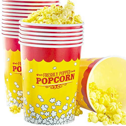 Premium Leak-Free 32 Oz Disposable Popcorn Cup 25pk By Avant Grub. Stackable Buckets