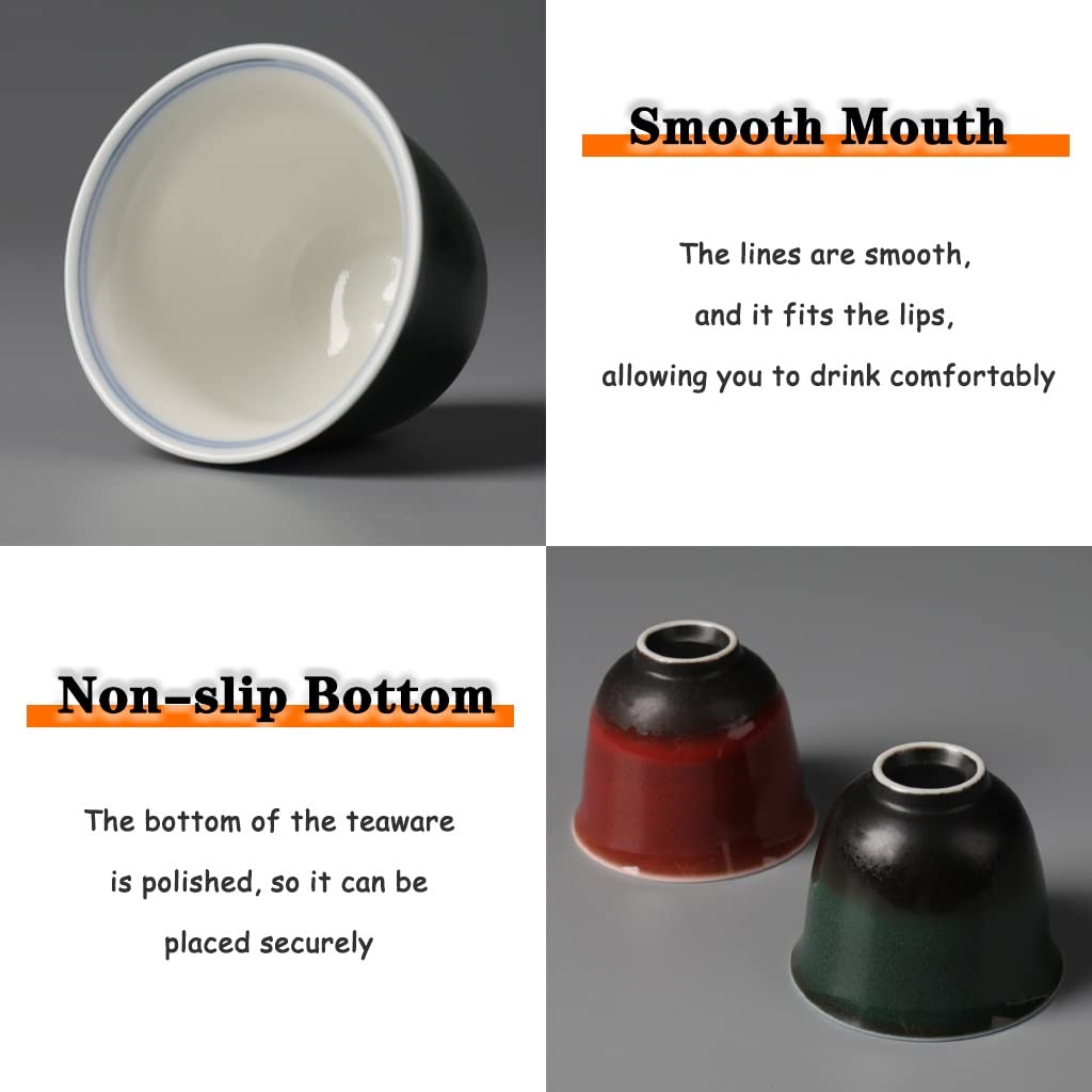 Tazas de té Taza De Té Kungfu Cambio De Horno 4 Estaciones Kung Fu Tetera, Juego De Tazas Maestras De Cerámica Hechas A Mano, Cuenco De Té Multicolor Esmaltado Tenmoku, Paquete De Regalo