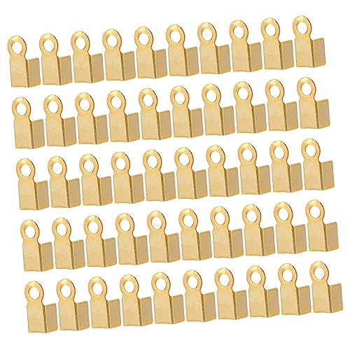 PHENOFICE Ribbon Crimps Square Clip 500pcs Jewelry Crimps for Leather Cord Caps Terminators Clamp for DIY Projects
