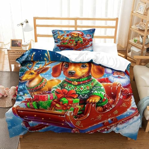 Noël Parure de Lit Microfibre Sans Repassage et Zip Caché 135x200