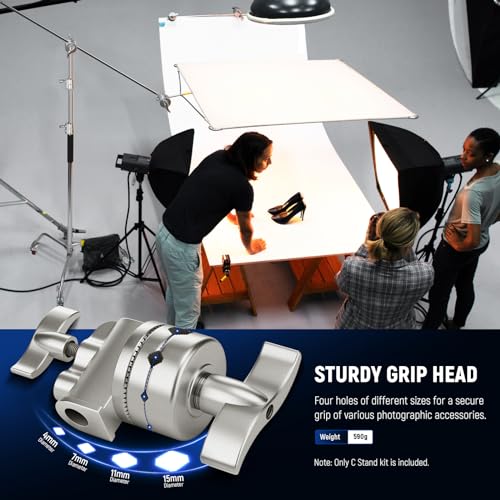 Neewer Heavy Duty Light Stand, Metal 11.15ft/3.4m Adjustable Photography Tripod C Stand with Boom Arm Built in Spring Cushion 1/4" Screw for Studio LED Light, DSLR Camera, Max Load: 22lb/10kg, Black - Image 6