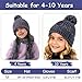 Kids Hat Scarf Gloves Set, Winter Warm Fleece Pompom Beanie Knit Scarf Christmas Gifts for Girls Boys 4-10 yr
