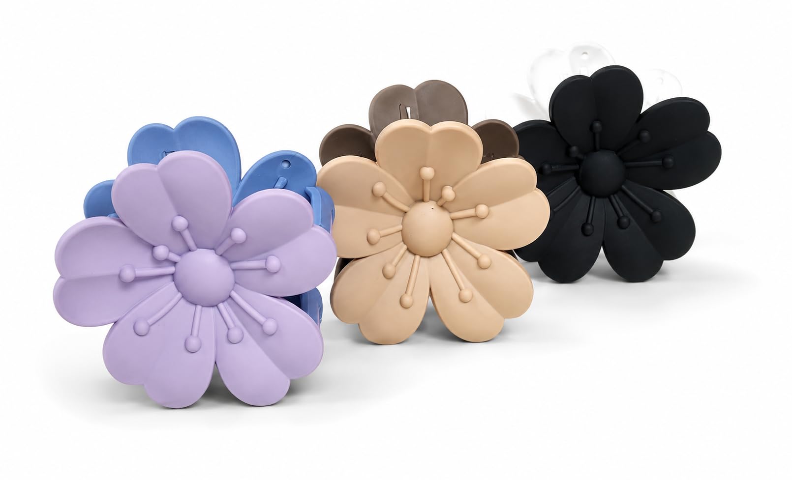 Flower Hair Claw Clips Plumeria Floral Design 6.5 cm | Assorted Colours, Plastic Material, Floral Petal Shape, Secure Grip, Everyday Hair Accessory-image-4