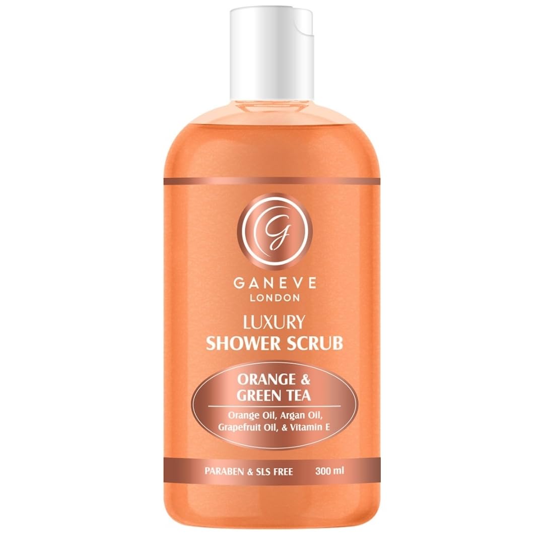Ganeve London Luxury Shower Scrub - Orange & Green Tea - 300 Ml, Paraben & SLS Free (Orange, Medium)-image-20