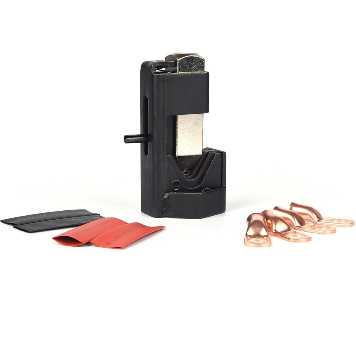 Holibanna 4Pcs Cable Lug Crimping Tool with Heavy Duty Copper Terminals Crimp Ring Connectors Heat Shrink Tubes Hammer Type Crimper for Automotive Electrical Use