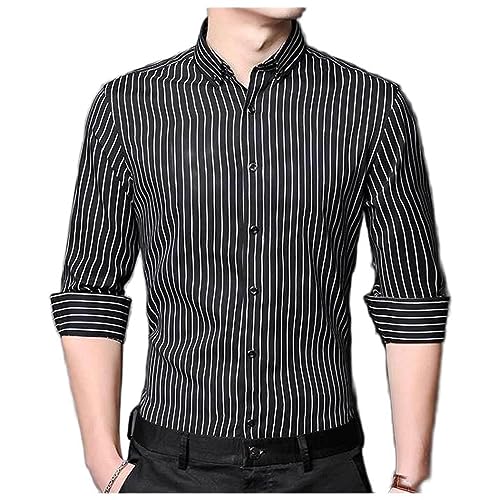 Chemises boutonnées manches longues pour hommes à rayures classiques