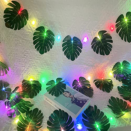 Ailanda 50Led Monstera Leaf String Lights, 23Ft Artificial Palm Leaves Wall Hanging Vine Leaf With Light & Usb Port For Outdoor Indoor Tropical Party Decor Home Bathroom Bay Window Mirror Wall Decor #TOP27