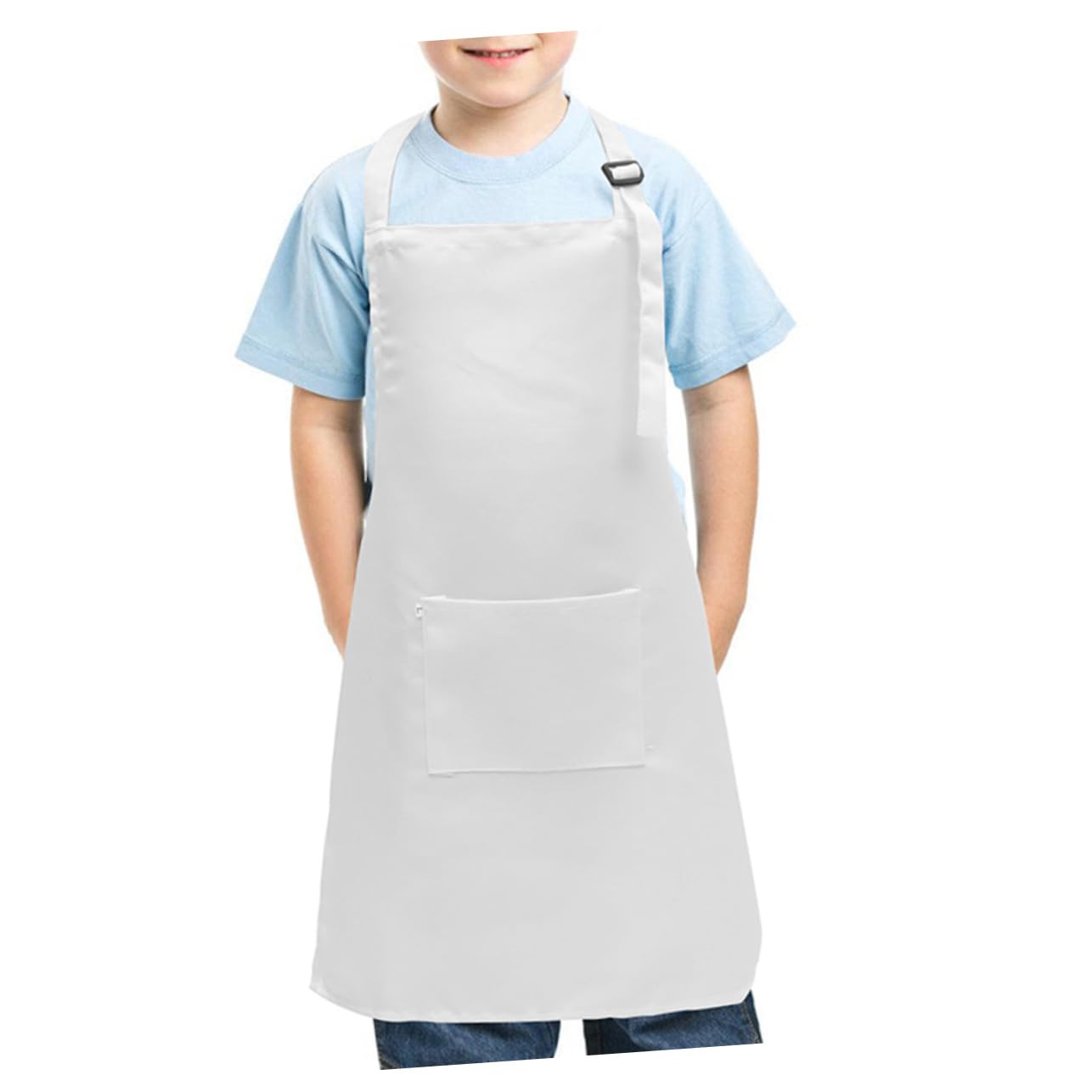 Grembiule da Pittura Regolabile per Bambini, Set 5 Pezzi | Poliestere Bianco, Lavabile e Confortevole, per Pittura e Attività Creative