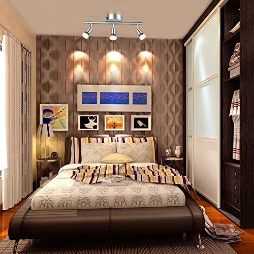 Defurhome LED Deckenleuchte Drehbar, 3 Flammig LED Strahler Deckenlampe Spot,Modern Deckenstrahler (Weißes Chrom) für Küche, Wohnzimmer, Schlafzimmer, inkl. 3 x 4 W GU10 LED Lampen (400LM, warmweiß)