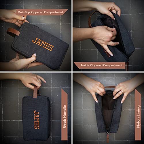 Embroidered - Handcrafted Personalized Toiletry Bag for Men Custom w/Name - 5 Canvas & 8 Thread Color - Gifts for Men3