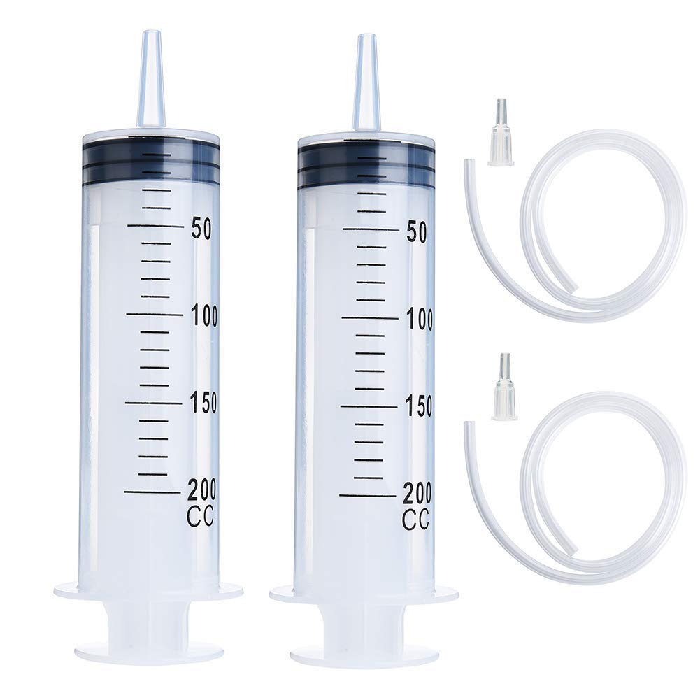 2 Pack 200ml Syringes with Tubes, Large Plastic Syringe with 27.6Inch