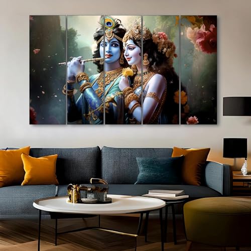 Image of KYARA ARTS Beautiful Radha Krishna Flute Painting With Frame Wall Paintings for Living Room, Bedroom, Office, Hotels, Drawing Room Wooden Framed Digital Painting (50inch x 30inch)
