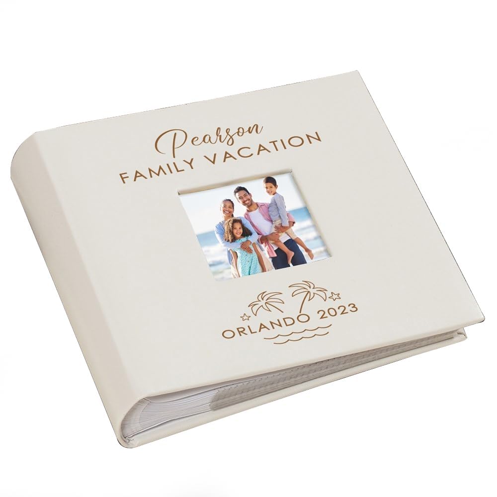 Small Personalized Family Vacation Photo Album Leatherette Holds 100 Photos Travel Keepsake