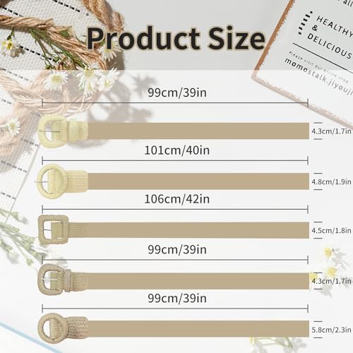 SeptCity Woven Belts for Women, Wide Boho Stretchy Ladies Belts for Dresses and Jeans Valentine's Day Gift for Women4