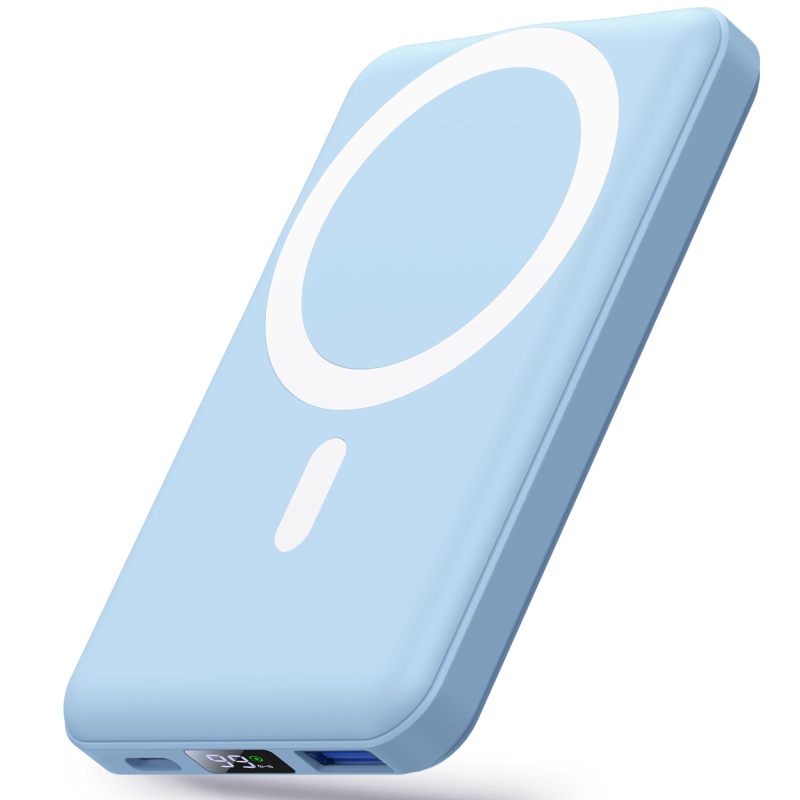 Yiisonger Power Bank 10000mAh,Caricabatterie Portatile, Wireless Magnetico PowerBank PD 22.5 W Ricarica Rapida con Display LED USB-C Pacco Batteria per iPhone 16/15/14/13/12/Pro/Pro/Max (Bianco)