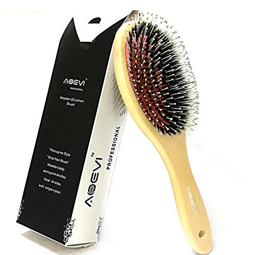 Hair Brush Natural Wooden Boar Bristles Hairbrush with Massage ball for the women and men,for Dry Normal Oily Fine Straight Wavy Textured hair