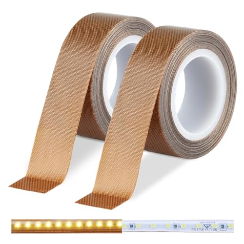 Selens led 減光 テフロンテープ 防眩 幅20mm×長10m 2巻入り 照明の眩しさを軽減 照明 遮光 テープ LEDライトの減光用 拡散シート 超強粘着力 耐熱 絶縁 防水 防塵 防油 (茶色)