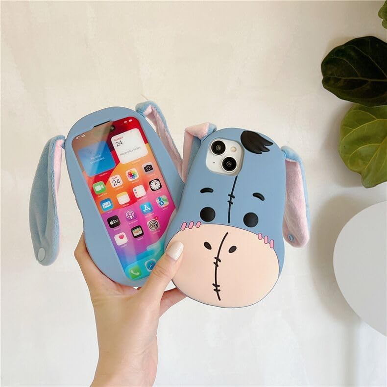 Image of Meyaar Orry Style Cute Case for Apple iPhone 14 / iPhone 13 / iPhone 15 Case, Soft Silicone Cover for Apple iPhone 13 / iPhone 14, iPhone 15 Case Cover (Donkey, for I Phone 15)