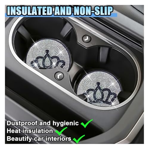 2PCS Bling Crown Portavasos para Carro, 2.79 in, Silicón miniatura 3