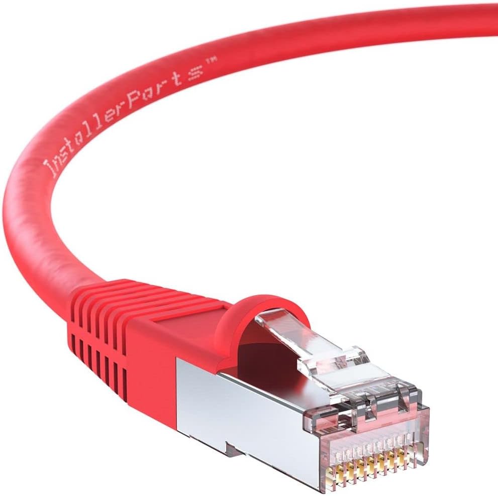 InstallerParts (10 Pack Ethernet Cable CAT6 Cable Shielded (SSTP/SFTP) Booted 10 FT - Red - Professional Series - 10Gigabit/Sec Network/High Speed Internet Cable, 550MHZ