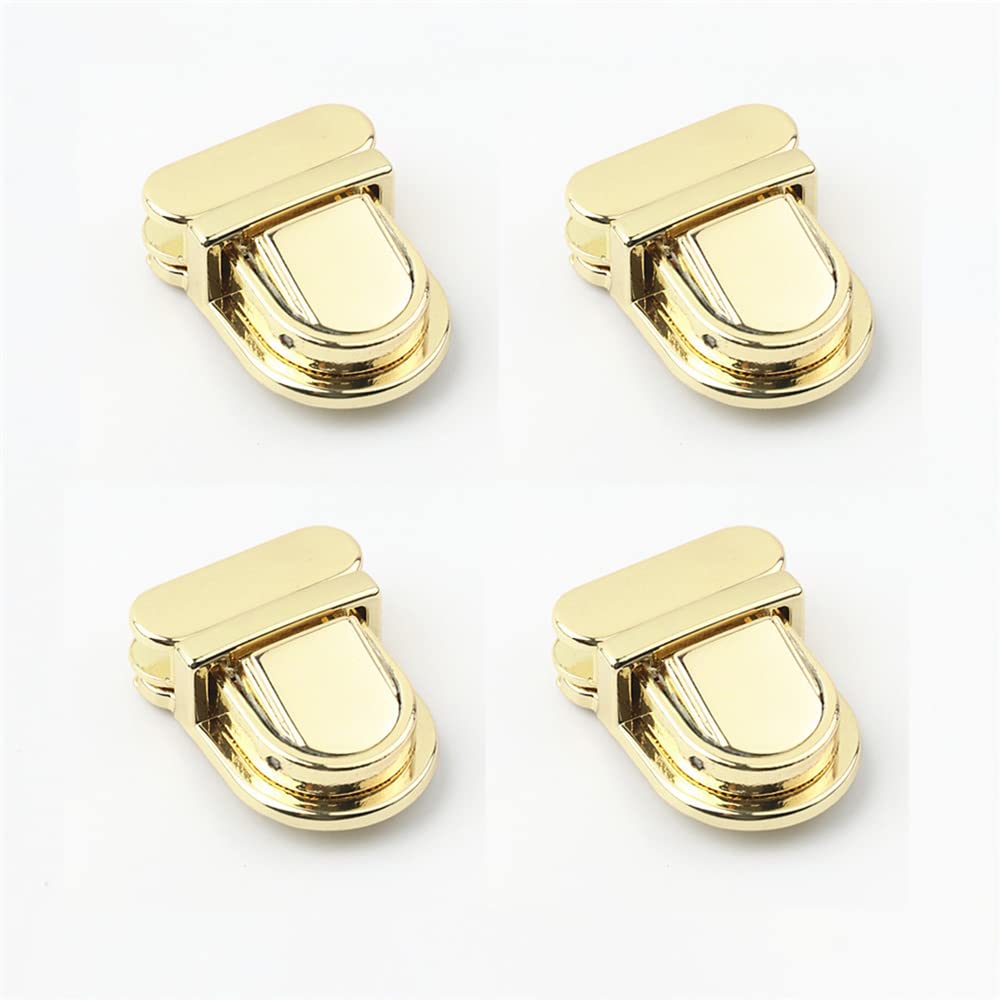 SEIWEI Metal Bag Clasp Lock, Thumb Press Lock, Purse Buckle Fasteners Handbag Closures Clasp for Leather Bag DIY Craft Wallets Handbags Making, Pack of 4 (Light Gold)