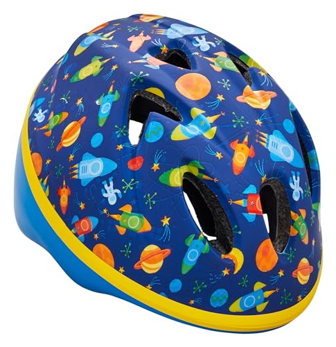 Schwinn Classic Bike Helmet for Kids, Blue Space Design, 44-50 cm Helmet for Kids Ages 1-3, Ultra Lightweight, Adjustable Dial, Full Coverage with Vented Airflow, Infant and Toddler Bike Helmet