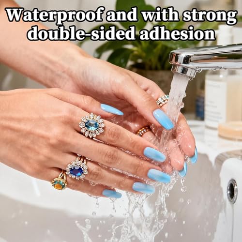 Image of COSTICA Nail Adhesive Tabs, Clear Ultra-Thin Double-Sided Press on Nail Stickers, 12 Sizes Waterproof, 20 Sheets with 3 Orange Sticks and Mini Filler (480 Pcs)