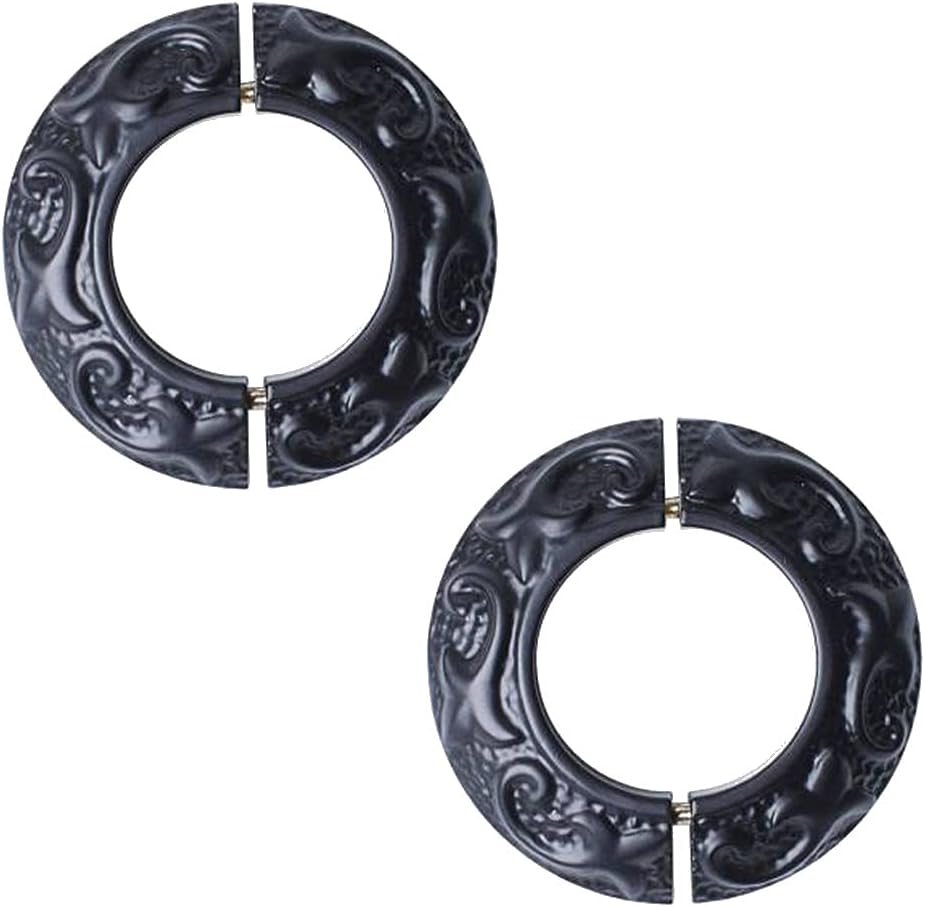 Renovators Supply Manufacturing Black Radiator Flanges Aluminum Escutcheon Ring Plate Easy Snap On Decorative Plate 1.5 ID 3 1/4 OD IPS Rust Resistant Powder Coated Radiator Pipe Flanges Pack Of 2