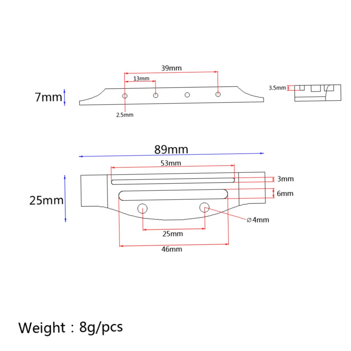 GOOHOCHY String Rosewood Guitar Bridge for Bass Guitar Parts Enhances Sound Clarity and Stability Compatible with Classical Guitars Brown Finish