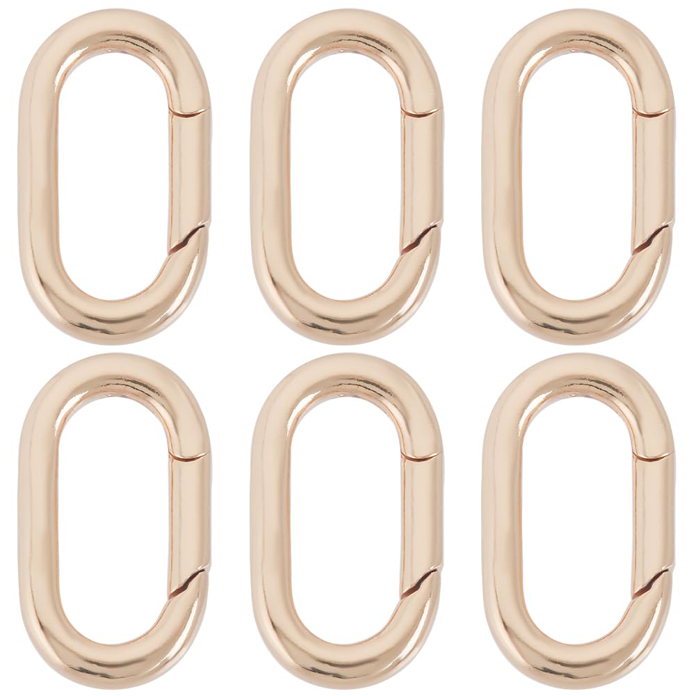 SUNNYCLUE 1 Box 6Pcs Small Spring Oval Rings Carabiner Ring Jewellery Real 18K Gold Plated Brass Keyring Clasp Snap Hook Buckle Trigger Gate Clip for Purse Jewellery Making Bracelet Bags Lanyard DIY