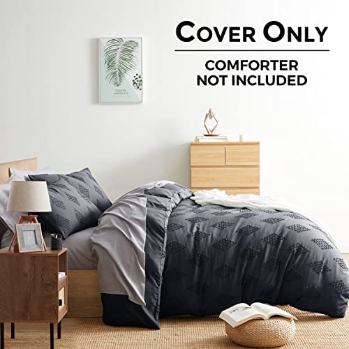 Image of Nestl Boho Bedding King Duvet Cover Set - Boho Duvet Cover King Size, 3 Piece Tufted Grey Duvet Cover King with Zipper Closure, 1 King Size Duvet Cover Set 104x90 Inches and 2 Pillow Shams
