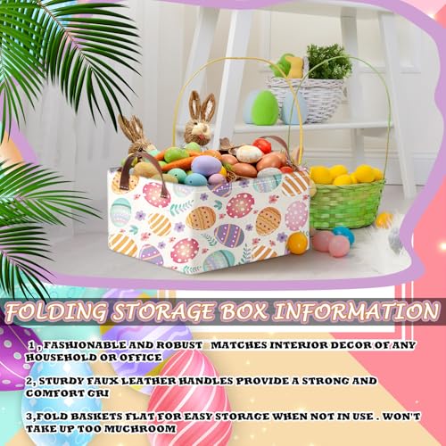 Cesta de Pascua plegable de tela organizador grande para almacenamiento de Pascua 8