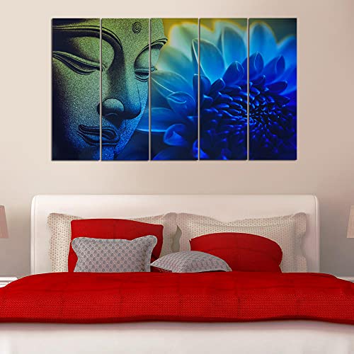 Image of Spacter art Lord Buddha Wall Painting for Living Room Big Size - Meditating Gautam Buddha Painting Wall Decor Peaceful Art for Bedroom, Office, Hotels & Gifting - Wooden Framed (30x60 inch) SP235