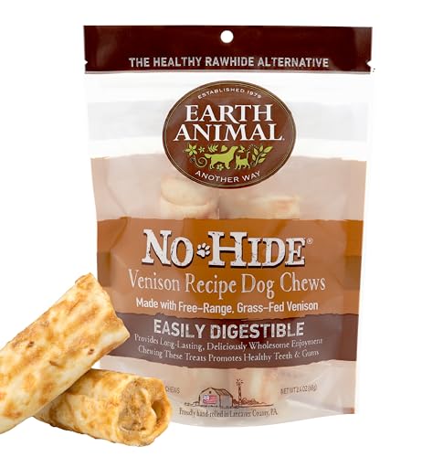 Earth Animal No Hide Small Long Lasting Dog Chew Rolls, Venison, 2 Count Pack of 1 Earth Animal No Hide Small Long Lasting Dog Chew Rolls, Venison, 2 Count Pack of 1