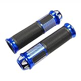 MMG Universal Handlebar Grips 7/8” (22mm) Aluminum Soft Rubber Motorcycle Scooter - Diamond - Blue