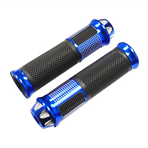 MMG Motorcycle Scooter Grips 7/8 (22 mm) – Aluminum Anti Vibration Soft Rubber – Diamond Blue