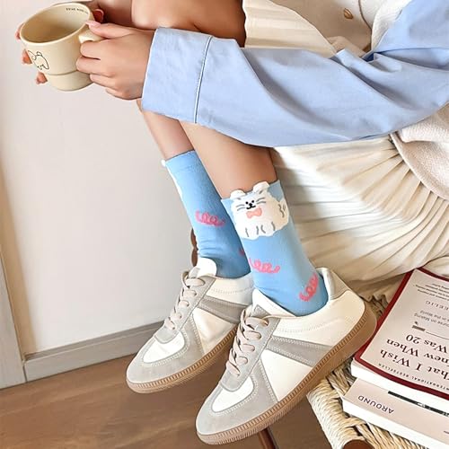 Image of Women's Cute Crew Socks, Casual Athletic Cotton Bowknot Cherry Calf Novelty Socks for Women