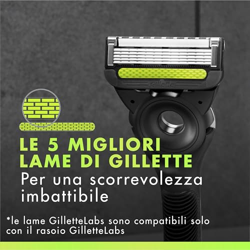 Gillette Labs Lamette Di Ricambio Per Rasoio Barba Manuale, Confezione da 12 Lamette Gillette Labs di Ricambio, Compatibili Con GilletteLabs Con Barra Esfoliante e Heated Razor, Cartucce Rasoio Uomo - Immagine 5
