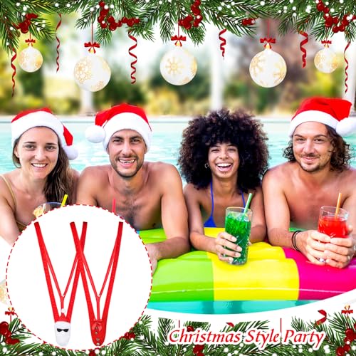 Hestya 4 Stück Weihnachten Mankini Weihnachtsmützen Set Lustiges Weihnachtskostüm für Erwachsene Männer Nikolausmützen für Herren Weihnachtsmann Party Cosplay