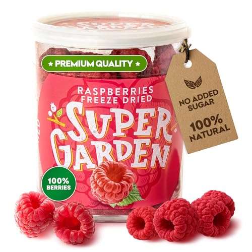 Super Garden Freeze Dried Raspberries | Crunchy Whole Berries | Freeze Dried Berries for Snacking, Topping, or Baking | Delicious Freeze Dried Fruit is perfect Camping Food | No Added Sugar and 100% Pure Raspberry | Space and Astronaut Food | 0.88oz