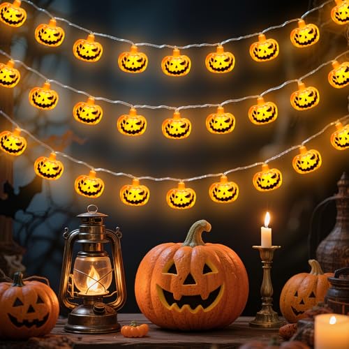 Leikedun Halloween Lichterkette Kürbis, 3 Meter 20 LED Lichterketten...