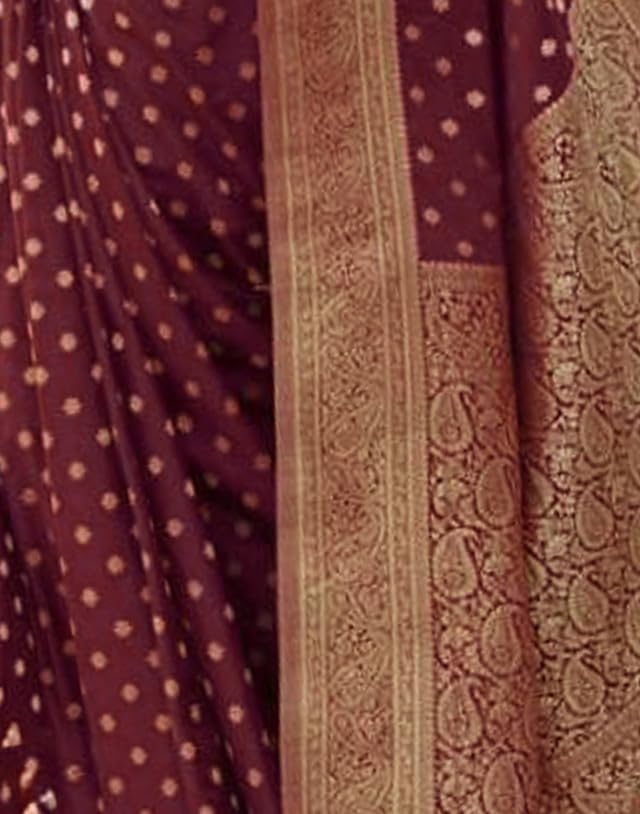SIRIL Women's Banarasi Soft Silk Saree With Unstitched Blouse Piece (4181S117_Maroon) - Image 6 thumbnail