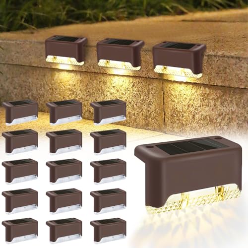 SGZIOO 16 Piece Solar Step Lights Outdoor Waterproof, Solar Stair...