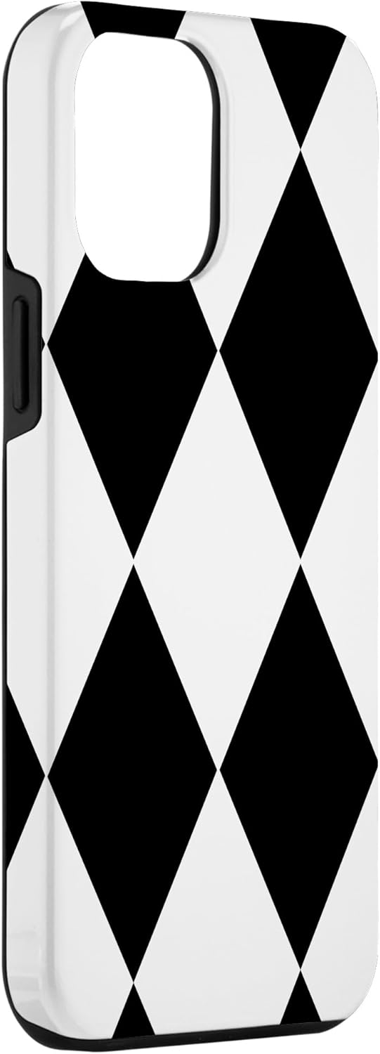 Black White Harlequin Diamonds Pattern Fashion Case for iPhone 12 Pro Max
