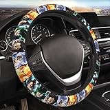 FORTTS Anime Steering Wheel Cover Anti-Slip Car Wheel Protector 3D Pattern Universal Fit 15 Inch Car Accessories for Auto Cars SUV Sedan Decor (6) (5)