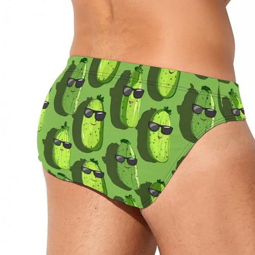 Cute Pickle Printed Men's Swimsuit Brief Quick Dry Bikini Swimwear Bathing Suit Beach Swimming Trunks2