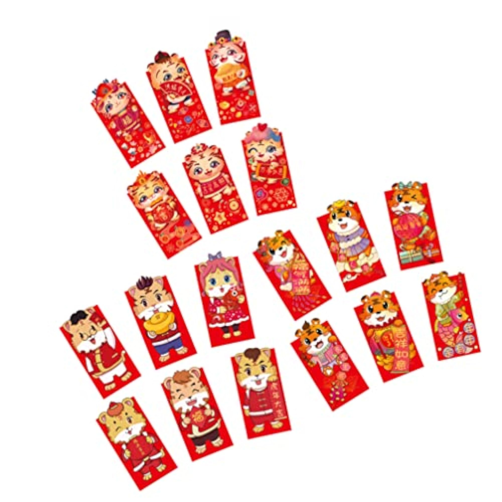 18pcs 3D Tiger New Year Red Envelopes for 2022
